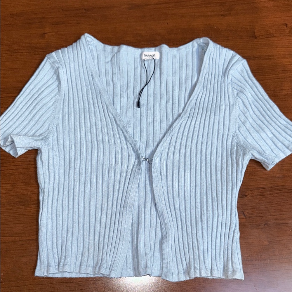 Garage Light Blue Ribbed Women's Top